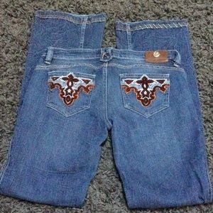 Antik denim Low rise distressed western style thick thread design Jeans